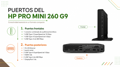 PC HP Pro Mini 260 G9, Intel Core I5 1334U, SSD 512GB, DDR4 16GB