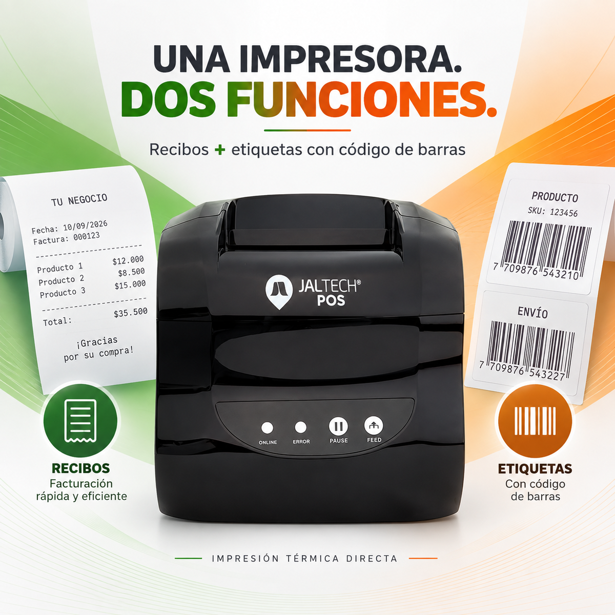 Impresora Térmica 2 en 1 Jaltech JAL838L