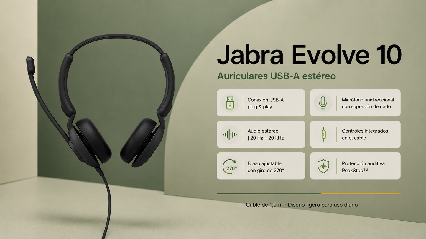 Auriculares Jabra Evolve 10 USB-A Stereo de diadema