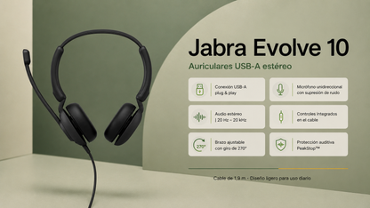 Auriculares Jabra Evolve 10 USB-A Stereo de diadema