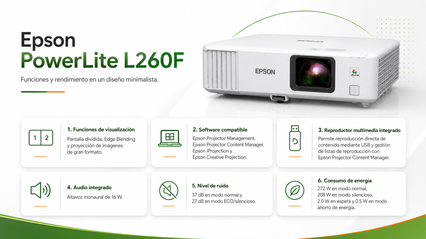 Proyector Epson L260F PowerLite - 3LCD Full HD