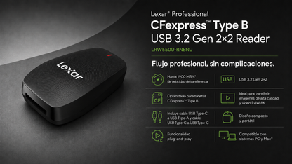 Lexar® Professional CFexpress™ Type B USB 3.2 Gen 2×2 Reader  USB 3.2 Gen 2x2