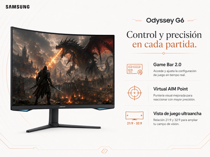 Monitor curvo 32" Odyssey G6 - QHD - 240Hz