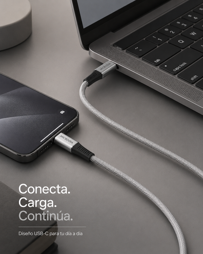 Cable USB-C a USB-C MICRODIA ExeCable Shoelace de 2.6 m en color gris