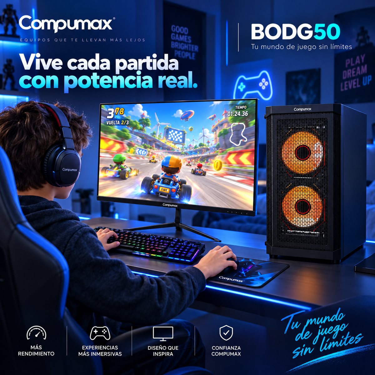 PC Gamer Compumax BODG50 Ryzen 5 5600GT / 16GB / SSD 512GB / Monitor 23.8"