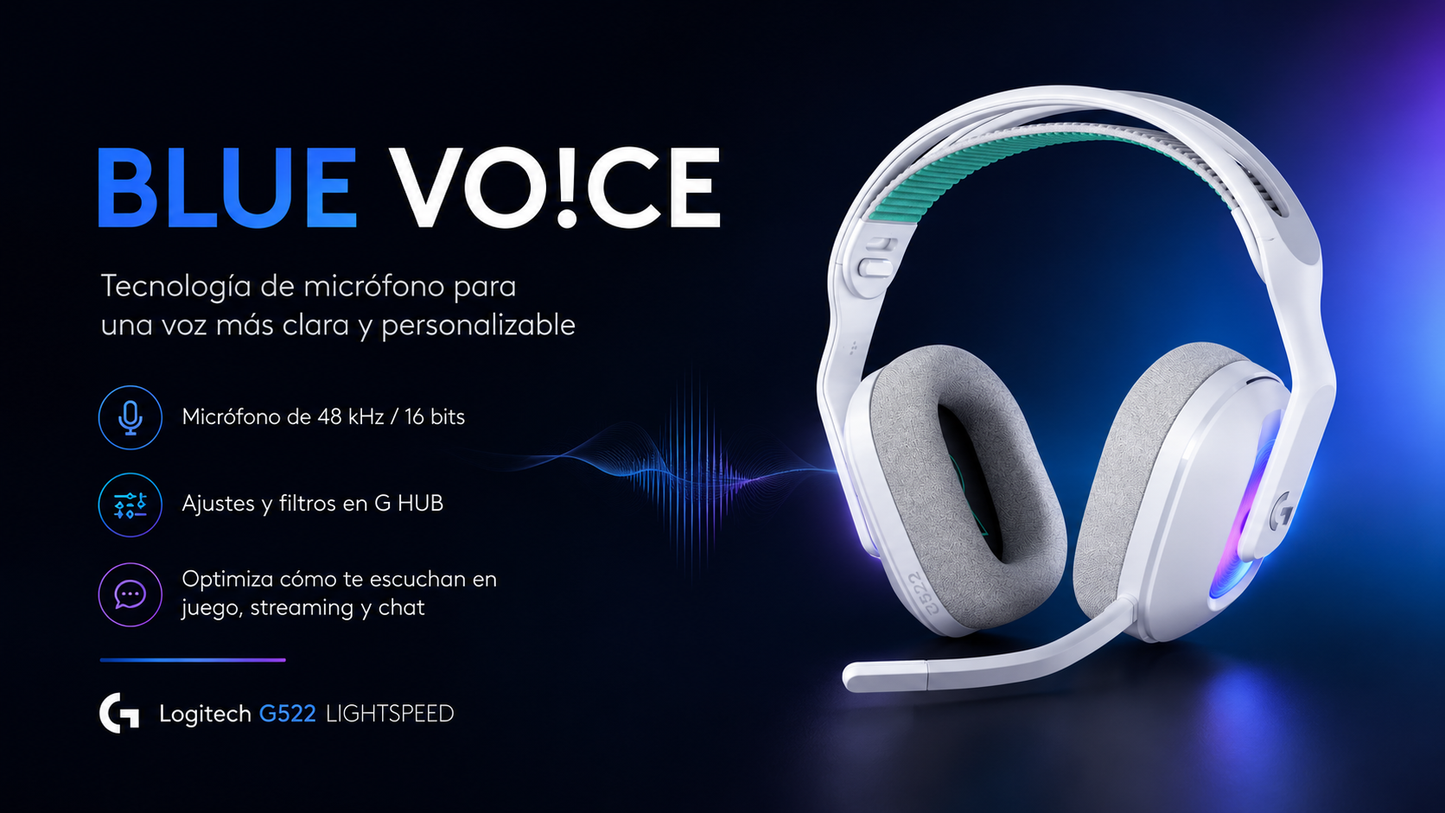 Auriculares gaming Logitech G522 LIGHTSPEED en color blanco