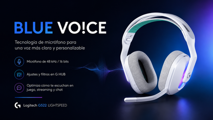 Auriculares gaming Logitech G522 LIGHTSPEED en color blanco