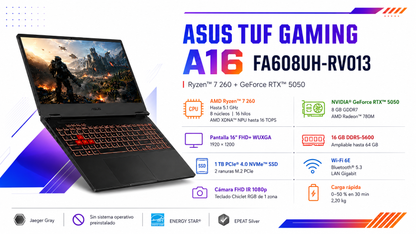 Portátil ASUS TUF Gaming A16 FA608UH-RV013 en color Jaeger Gray