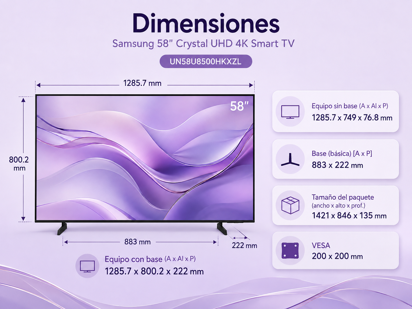 Samsung Crystal UHD 4K Smart TV U8500H de 58"