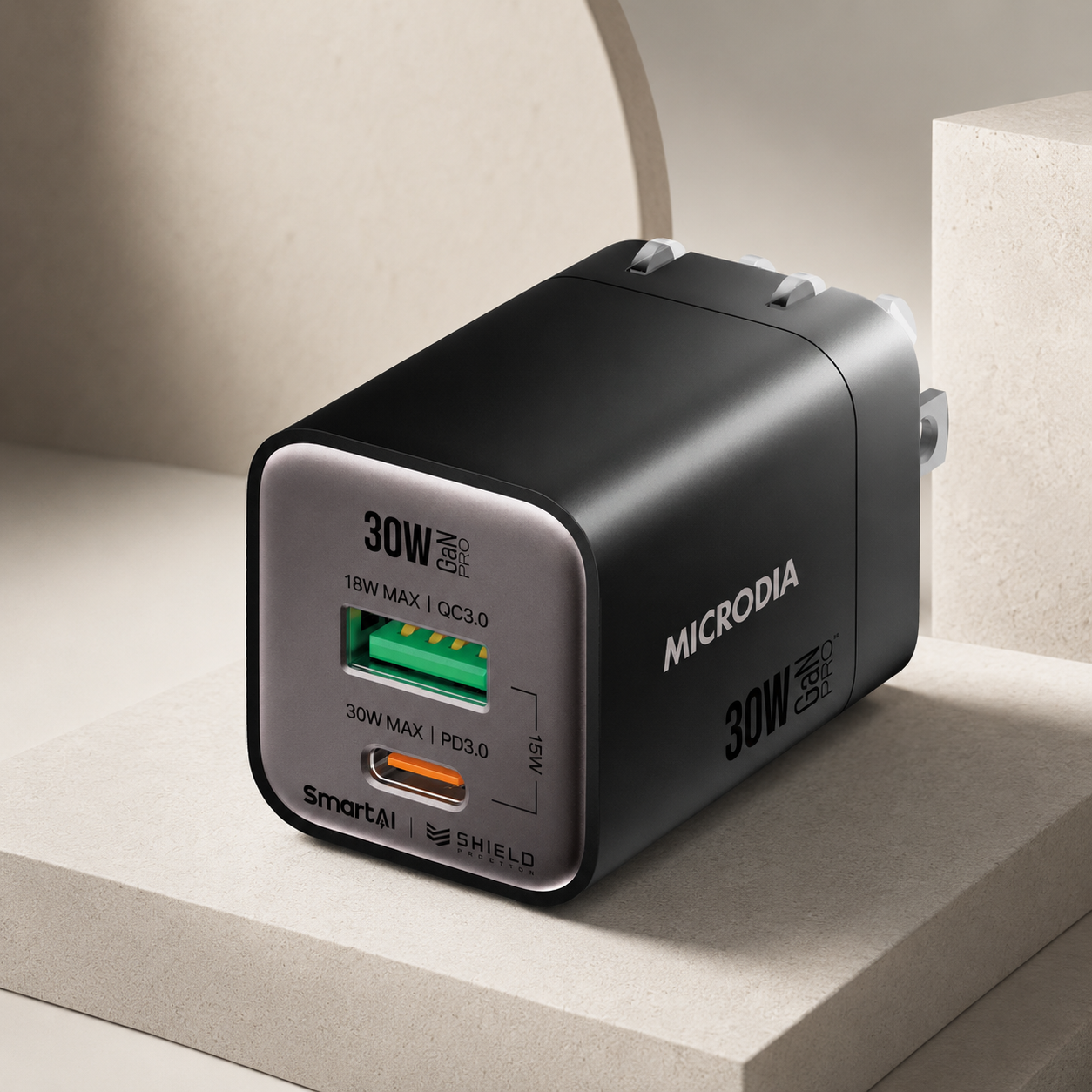 Cargador de pared SmartCube Nano 30W USB-C PD & USB