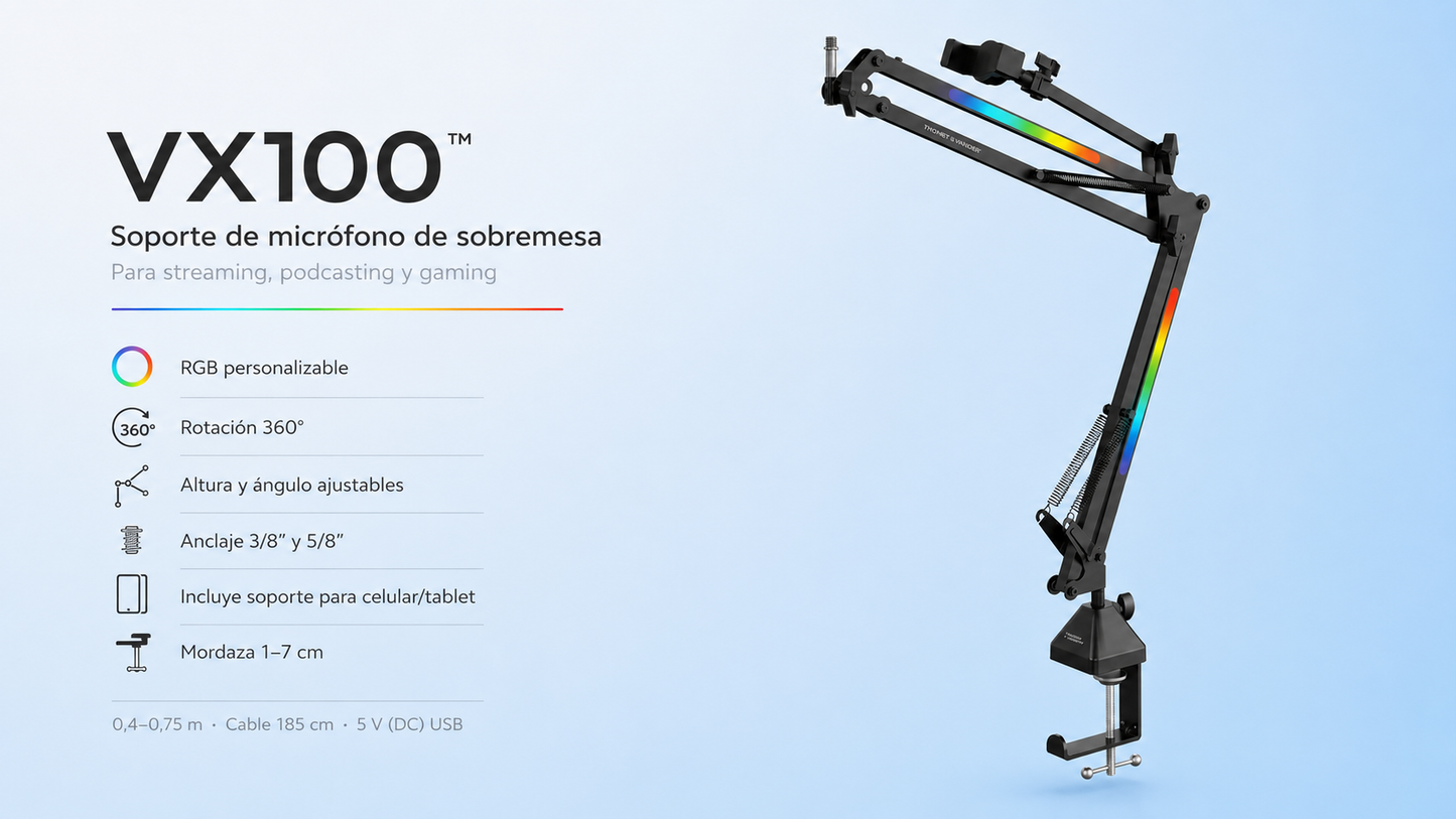 SOPORTE DE MICROFONO RGB THONET & VANDER VX100 NEGRO