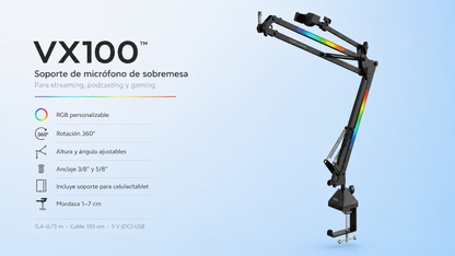 SOPORTE DE MICROFONO RGB THONET & VANDER VX100 NEGRO