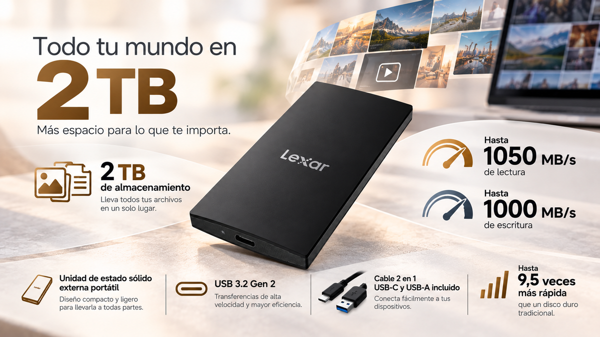 Unidad de Estado Sólido Externa - Lexar SL300 de 2TB