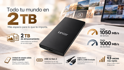 Unidad de Estado Sólido Externa - Lexar SL300 de 2TB