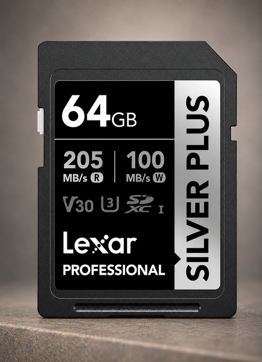 Memoria SD 64GB V30 4K 100MB/s Silver Plus-Professional-LEXAR