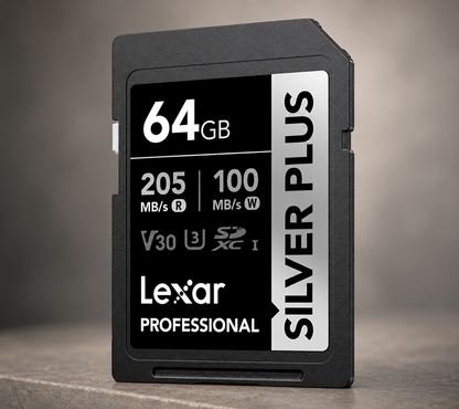 Memoria SD 64GB V30 4K 100MB/s Silver Plus-Professional-LEXAR