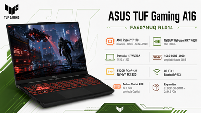 Portátil gaming ASUS TUF Gaming A16 FA607NUQ-RL014 en color Mecha Gray