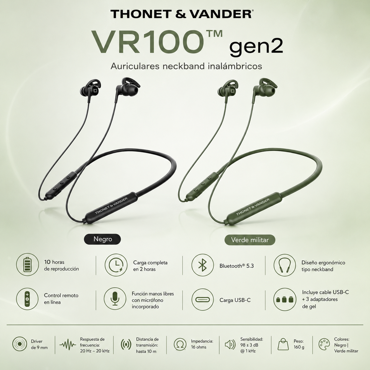 Audífonos VR100 Neckband THONET & VANDER Bluetooth