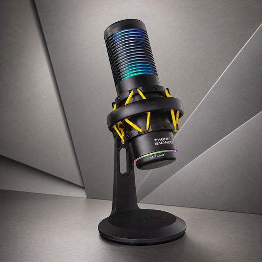 Microfono Thonet & Vander Vx320 - Alámbrico USB, micrófono condensador, RGB, streamers y gamers. Negro
