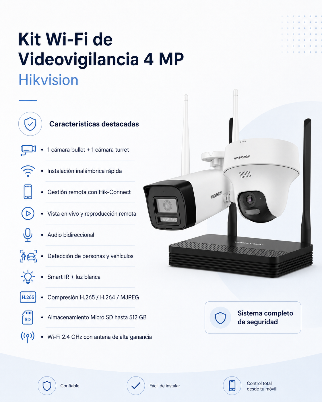 DS- 1 J142I/NKS424W02 H Cámara Wifi Kit Interior 4 MP