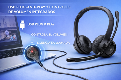 Auriculares Logitech ClearChat H390 Cableado - Negro, Plata - Binaural - Circumaural - 20Hz a 20kHz -