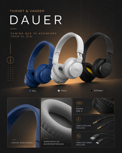 THONET AND VANDER HeadSet Dauer -  Bluetooth® 5.0 / Aux (3.5 mm)