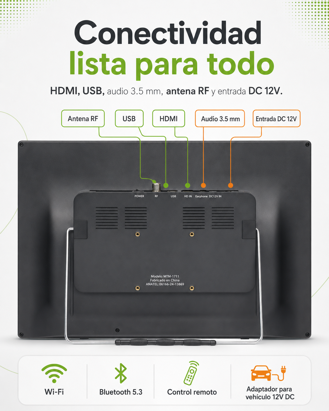 Monitor/TV inteligente portátil Jaltech de 17.3”