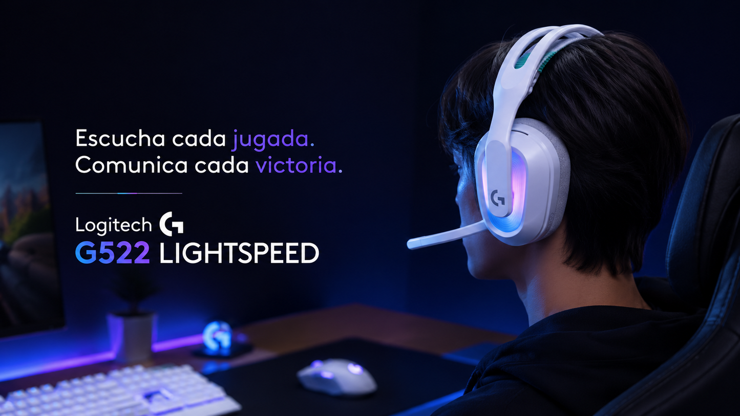 Auriculares gaming Logitech G522 LIGHTSPEED en color blanco