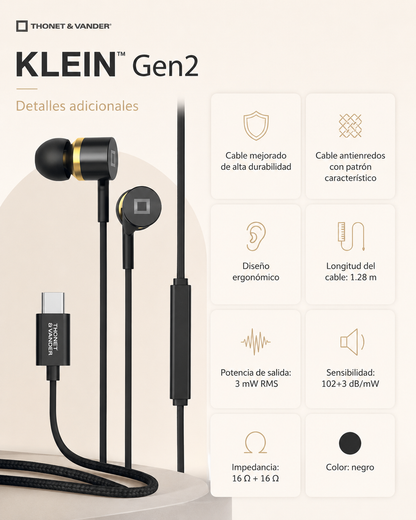 AUDIFONOS THONET & VANDER KLEIN GEN 2 – USB-C – NEGRO