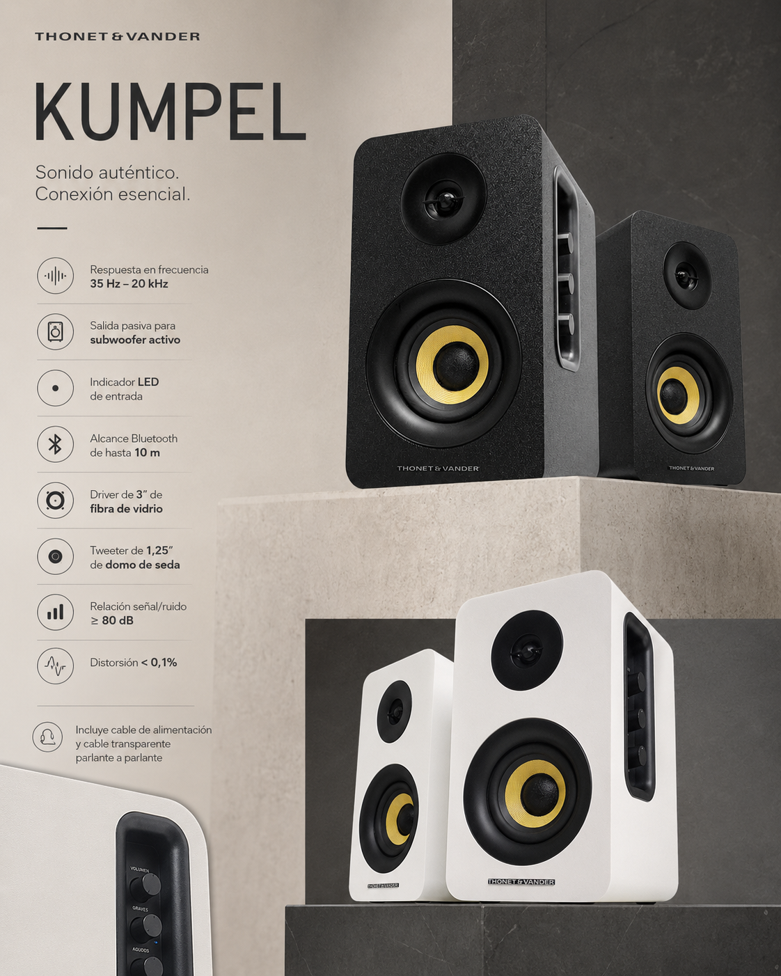 Parlante Thonet And Vander Kumpel 50W bluetooth 3.5mm RCA