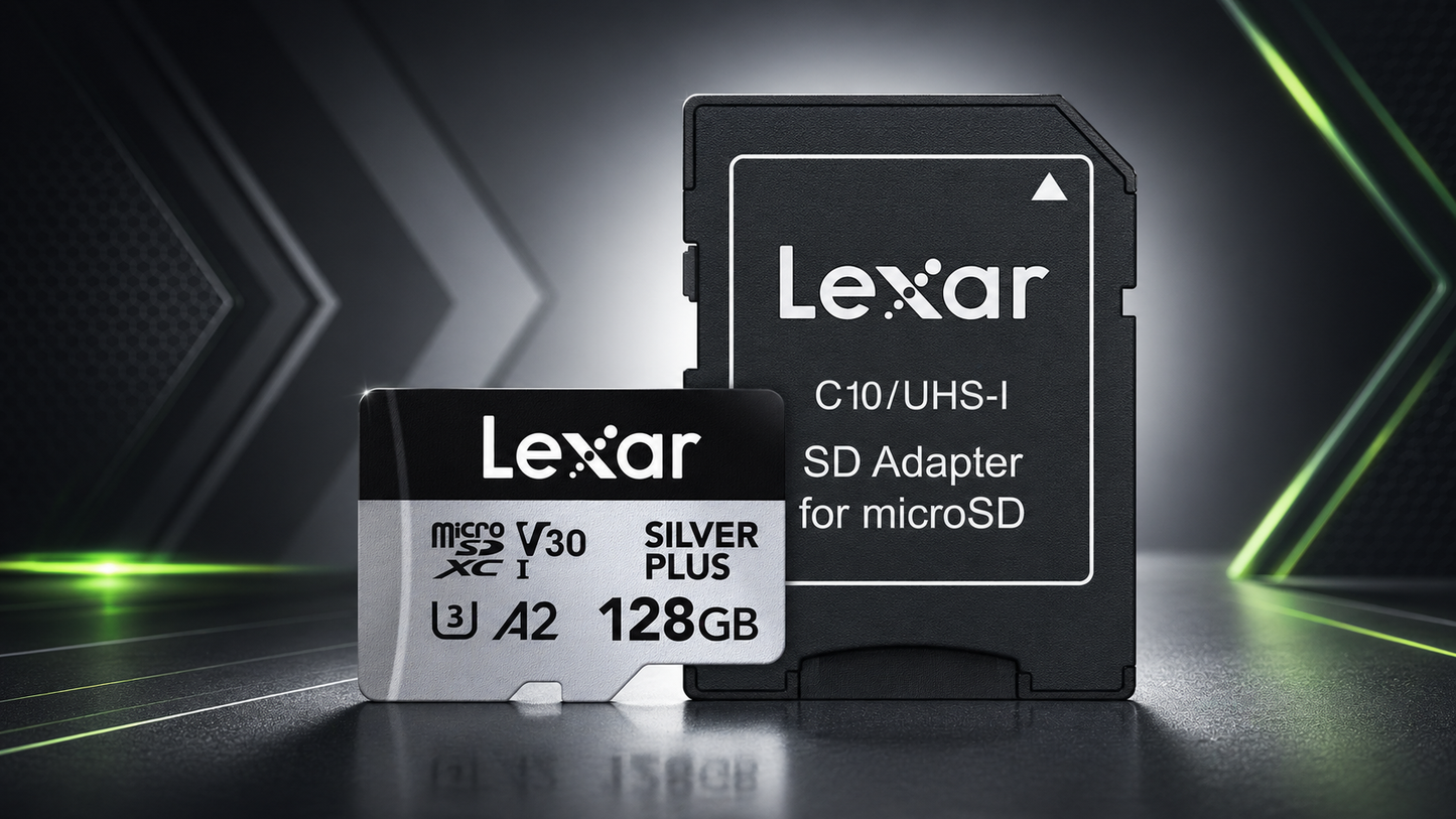 Memoria micro SD Professional SILVER PLUS microSDXC™ UHS-I Card 128GB -up to 205MB/s read, up to 100MB/s write, Class 10, U3, V30, A2 - Lexar® 128 GB