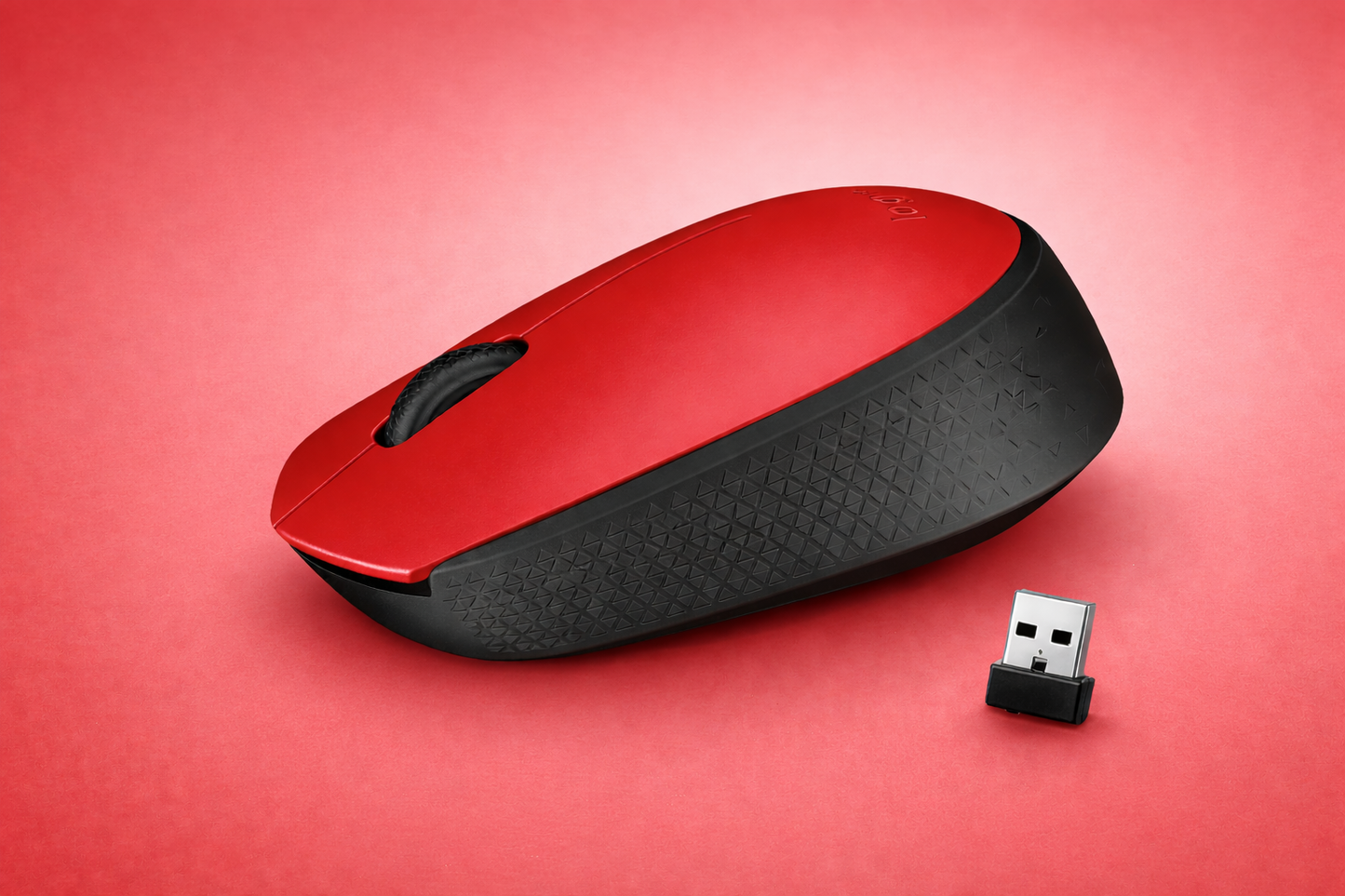 Mouse Logitech M170 - Radiofrecuencia - USB - Óptico - 3 Botón(es) - Rojo - Inalámbrico