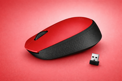 Mouse Logitech M170 - Radiofrecuencia - USB - Óptico - 3 Botón(es) - Rojo - Inalámbrico