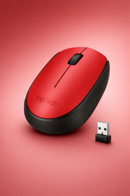 Mouse Logitech M170 - Radiofrecuencia - USB - Óptico - 3 Botón(es) - Rojo - Inalámbrico