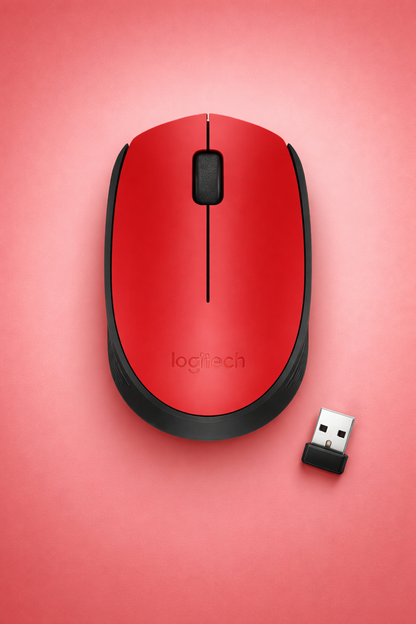 Mouse Logitech M170 - Radiofrecuencia - USB - Óptico - 3 Botón(es) - Rojo - Inalámbrico