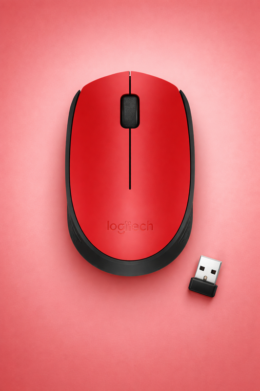 Mouse Logitech M170 - Radiofrecuencia - USB - Óptico - 3 Botón(es) - Rojo - Inalámbrico
