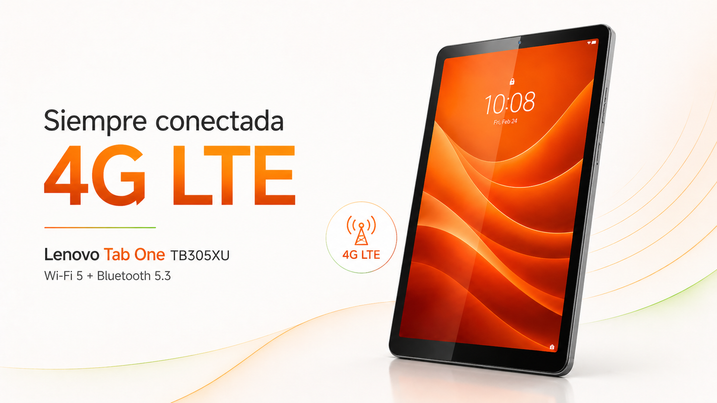 TABLET LENOVO TAB ONE TB305XU, Pantalla 8.7" HD, MediaTek Helio G85, 128GB/Ram 4GB, Android 14, Bluet, WIFI, 4G LTE, Doble Camara, Luna Grey