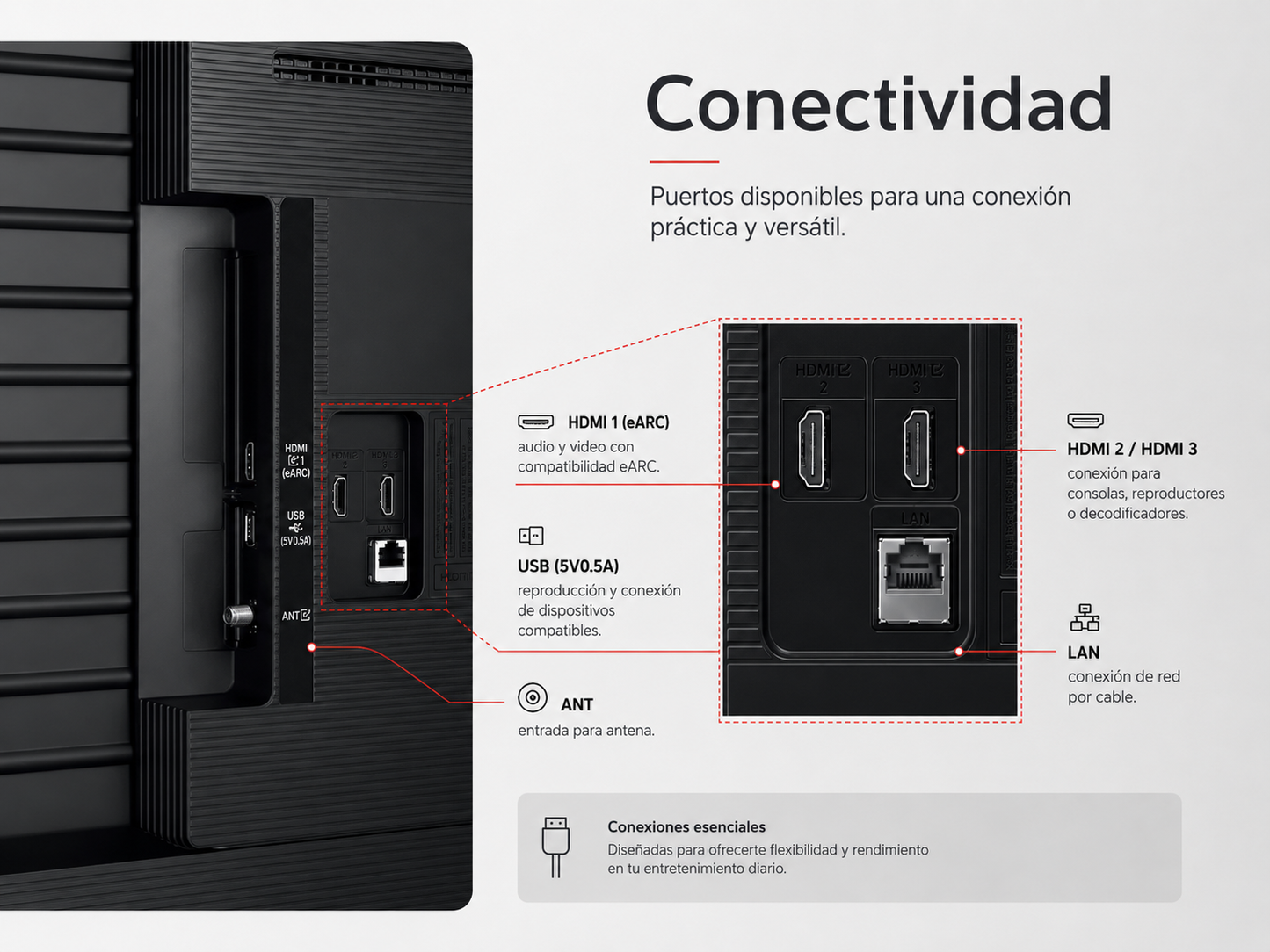 Smart TV Samsung Crystal U8000F de 65” con resolución 4K UHD 3840 × 2160, procesador Crystal 4K y escalado 4K