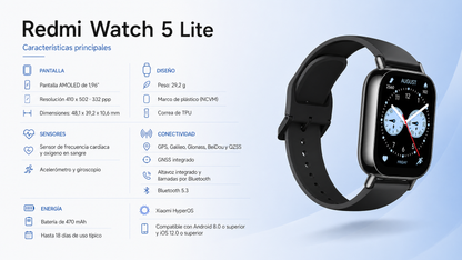 RELOJES INTELIGENTES Redmi Watch 5 Lite Negro