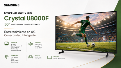 Smart TV Samsung Crystal U8000F de 50” modelo 2025