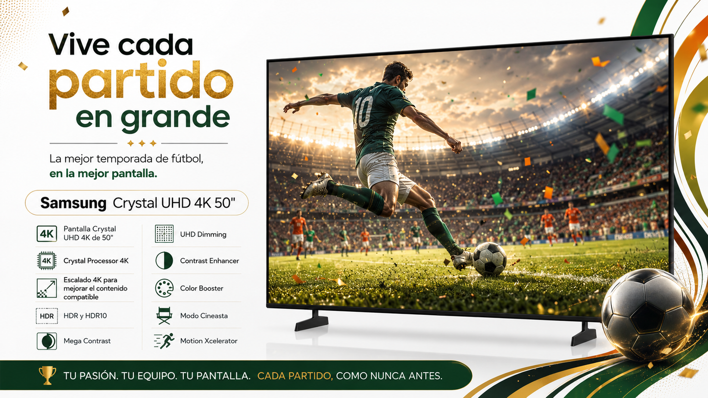 Smart TV Samsung Crystal U8000F de 50” modelo 2025
