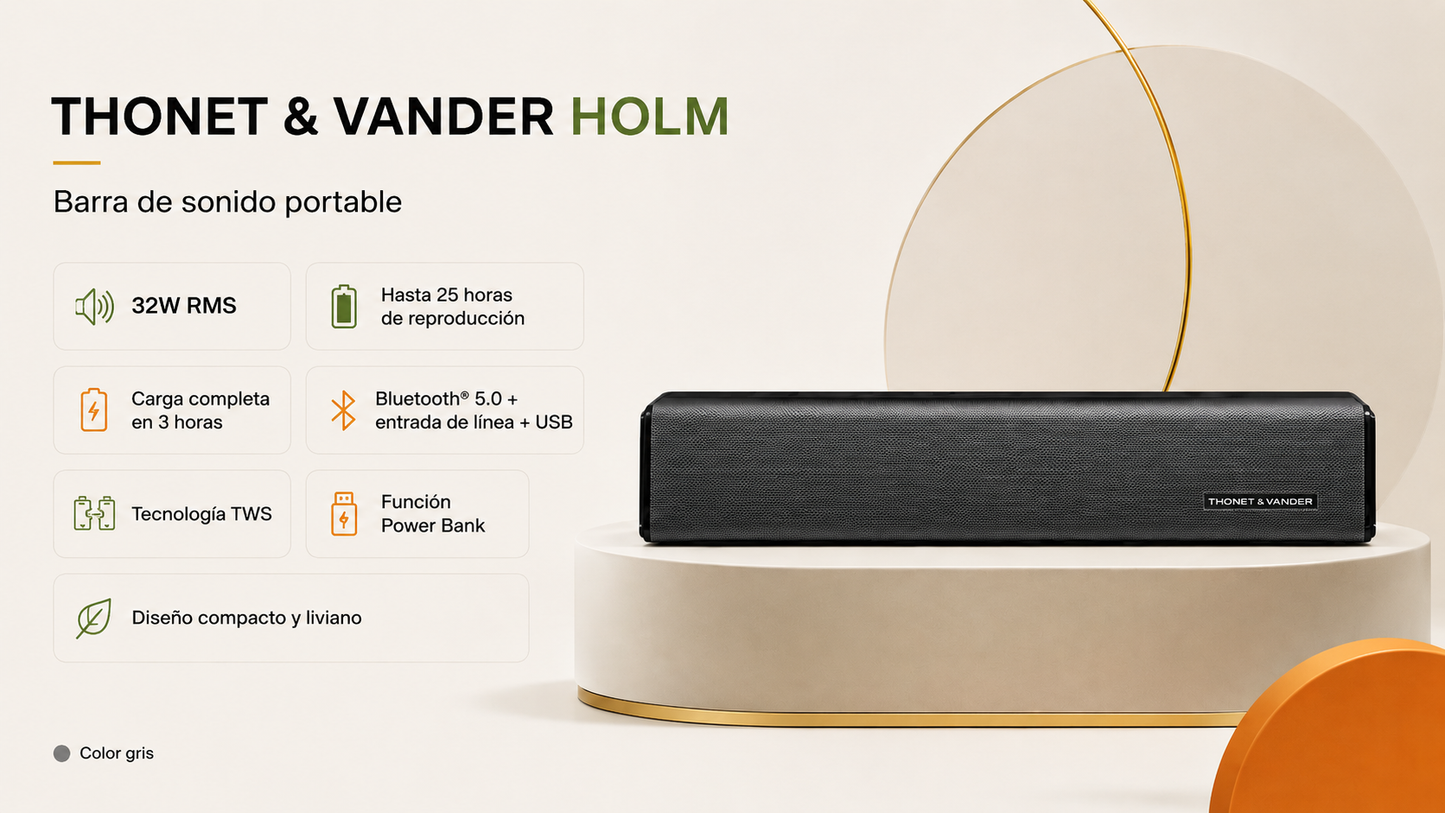 BARRA DE SONIDO THONET & VANDER HOLM BLUETOOTH Y USB 32W