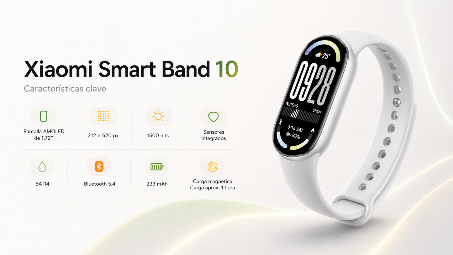 RELOJES INTELIGENTES Xiaomi Smart Band 10 Glacier Silver